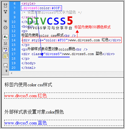 div css color颜色样式使用案例截图