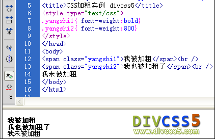 CSS 加粗实例效果图