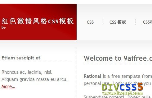 DIVCSS5提供DIV+CSS网页模板截图