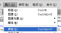 dw软件布局table表格