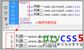 有序列表ol li布局案例截图