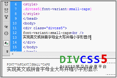 CSS font-variant:small-caps大写字母并缩小案例截图