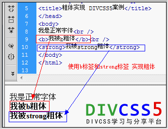 html粗体标签实现文字粗体加粗