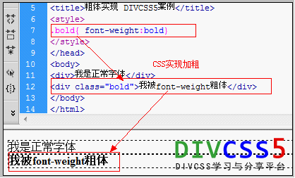 font-weight粗体用法案例截图