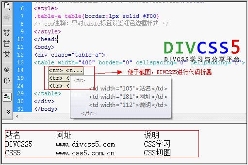 对table设置边框案例截图