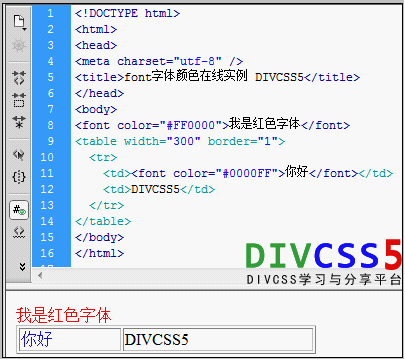 html字体颜色设置案例