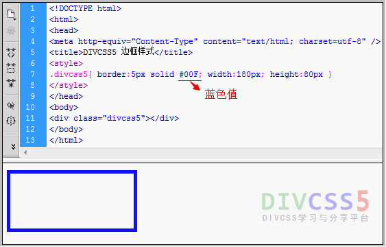 CSSDIV案例之蓝色边框效果截图