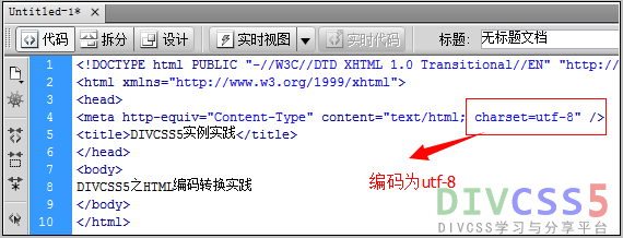 原始HTML的网页编码为utf-8