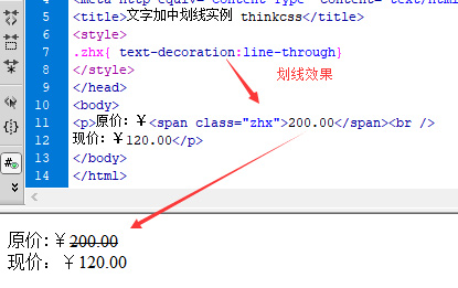 css布局出文字字体加中划线实例效果图