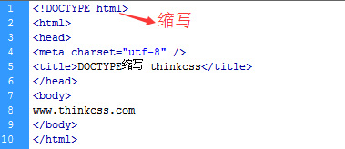 html DOCTYPE声明简写缩写