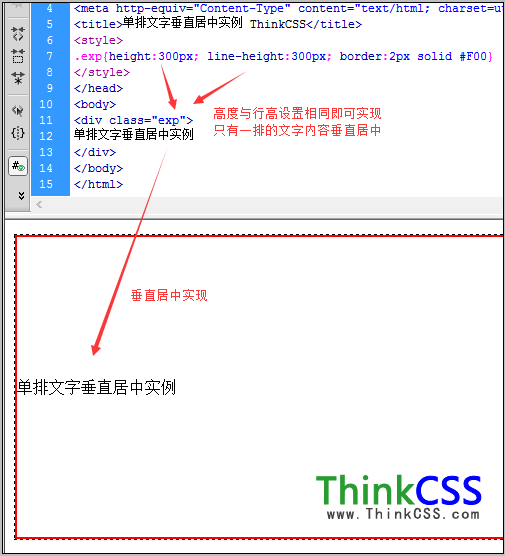 CSS 文字垂直居中实现效果截图