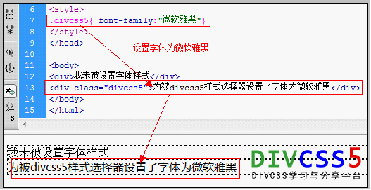 使用css对div设置字体样式截图