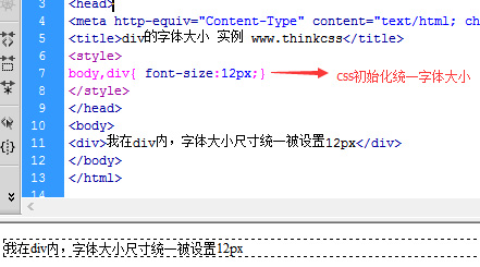 网页初始化统一div字体大小