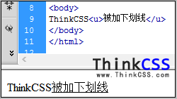 HTML下划线 U使用效果截图