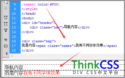 div和span区别使用示例截图